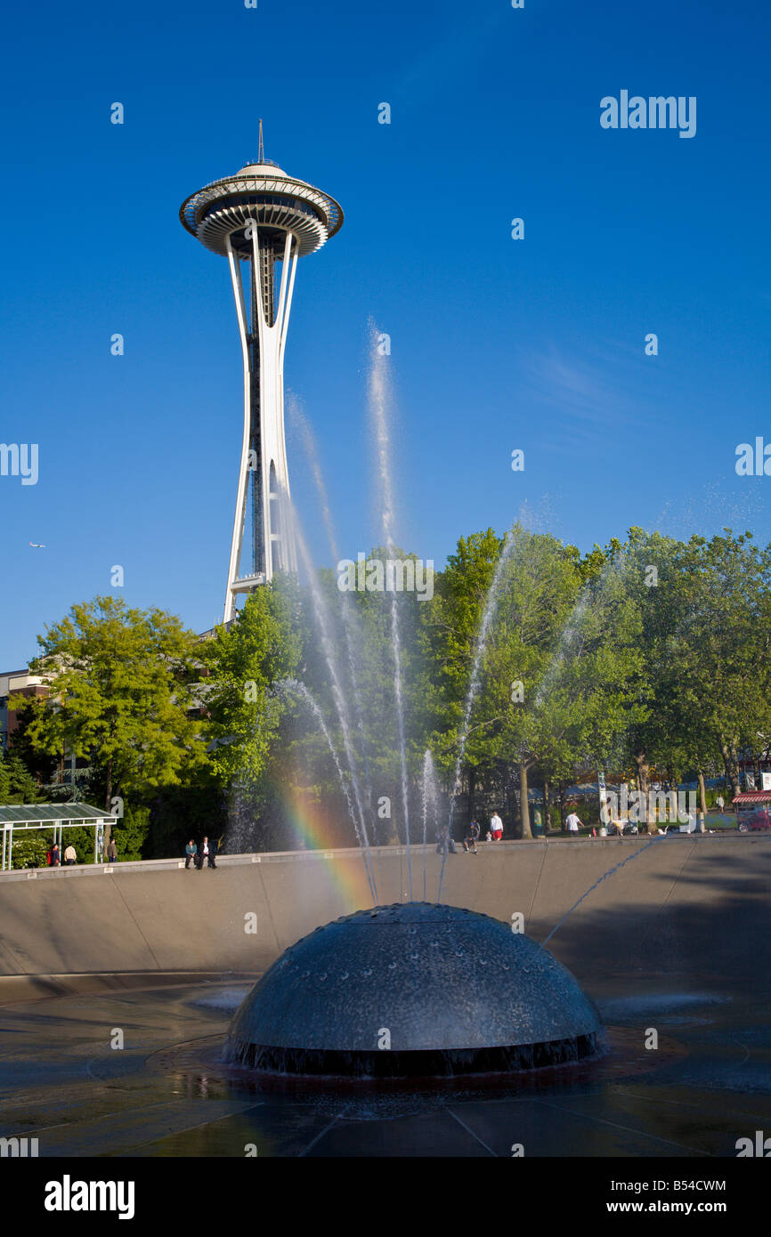 International fontana nel centro di Seattle vicino allo Space Needle Foto Stock