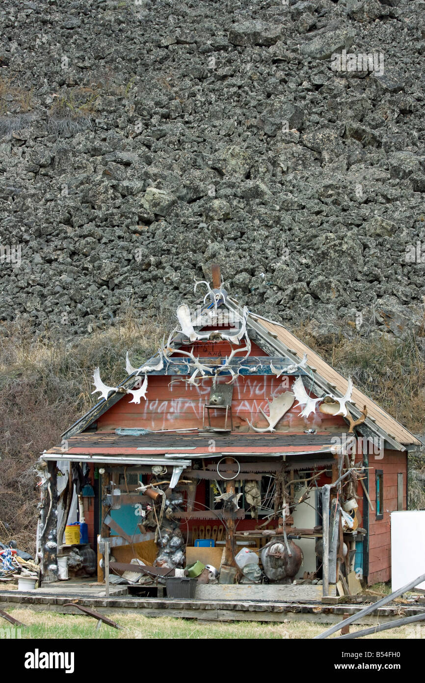 Tahltan accampamento di pesca vicino Telegraph Creek BC Canada Foto Stock