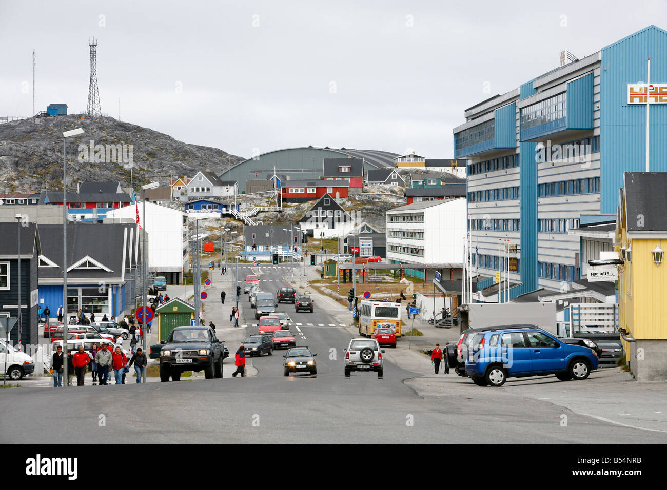 Agosto 2008 - Aqqusinersuaq, Nuuk Main Street Greenalnd Foto Stock