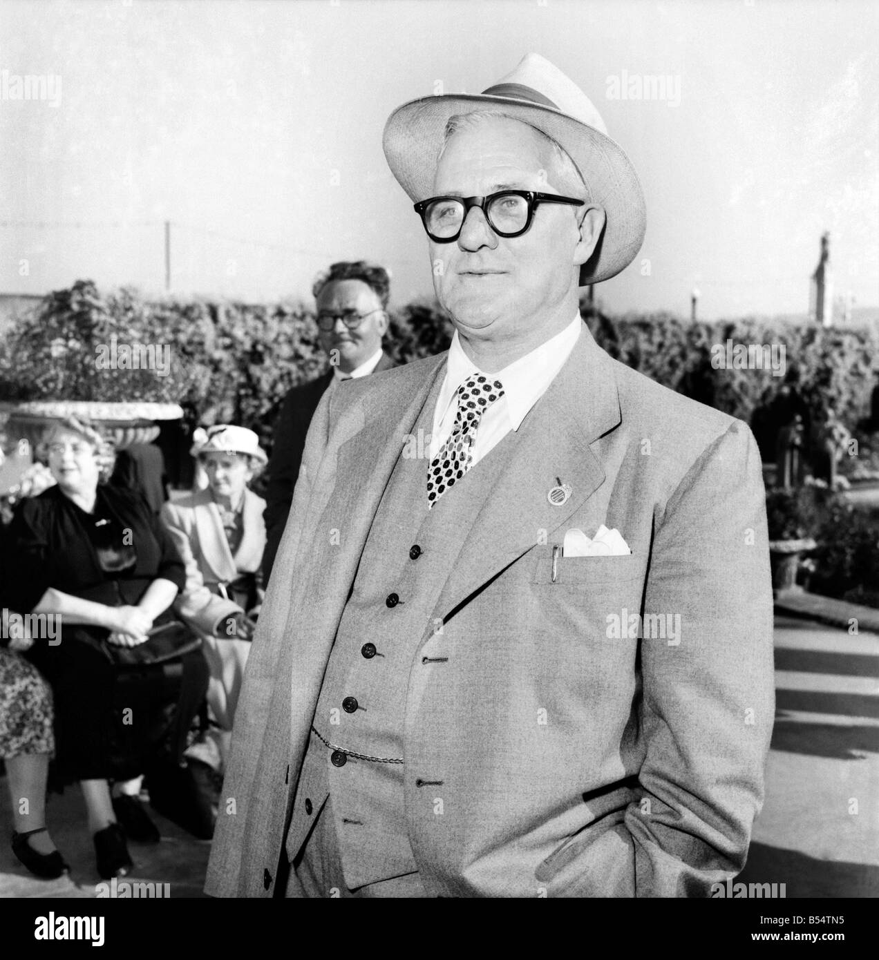 T.U.C. Douglas, Isola di Man 1953. Arthur Deakin Segretario dei trasporti e Unione generale dei lavoratori. Settembre 1953 D5569 Foto Stock