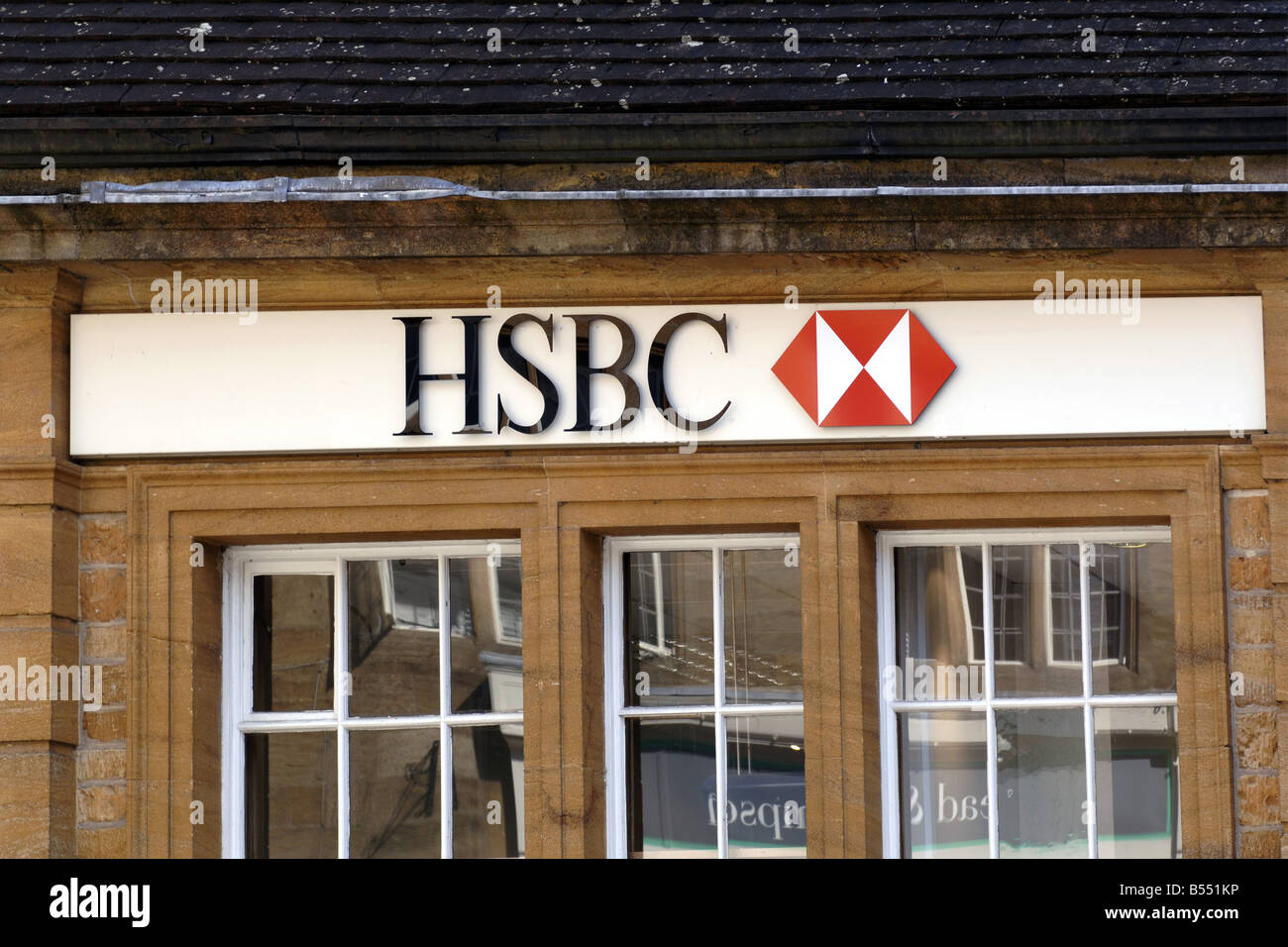 Banca britannica HSBC segno Foto Stock