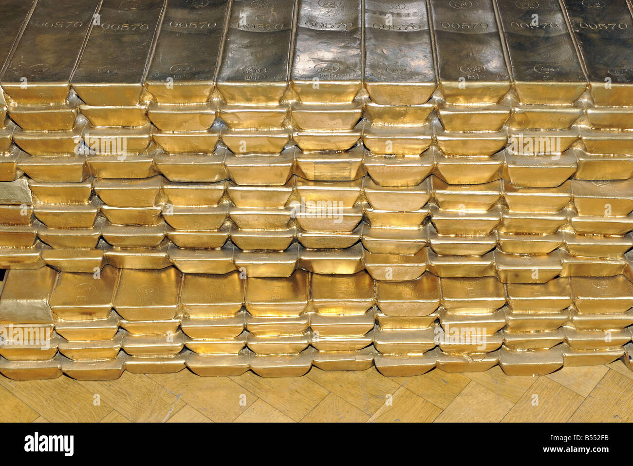 Pile di oro bar Foto Stock