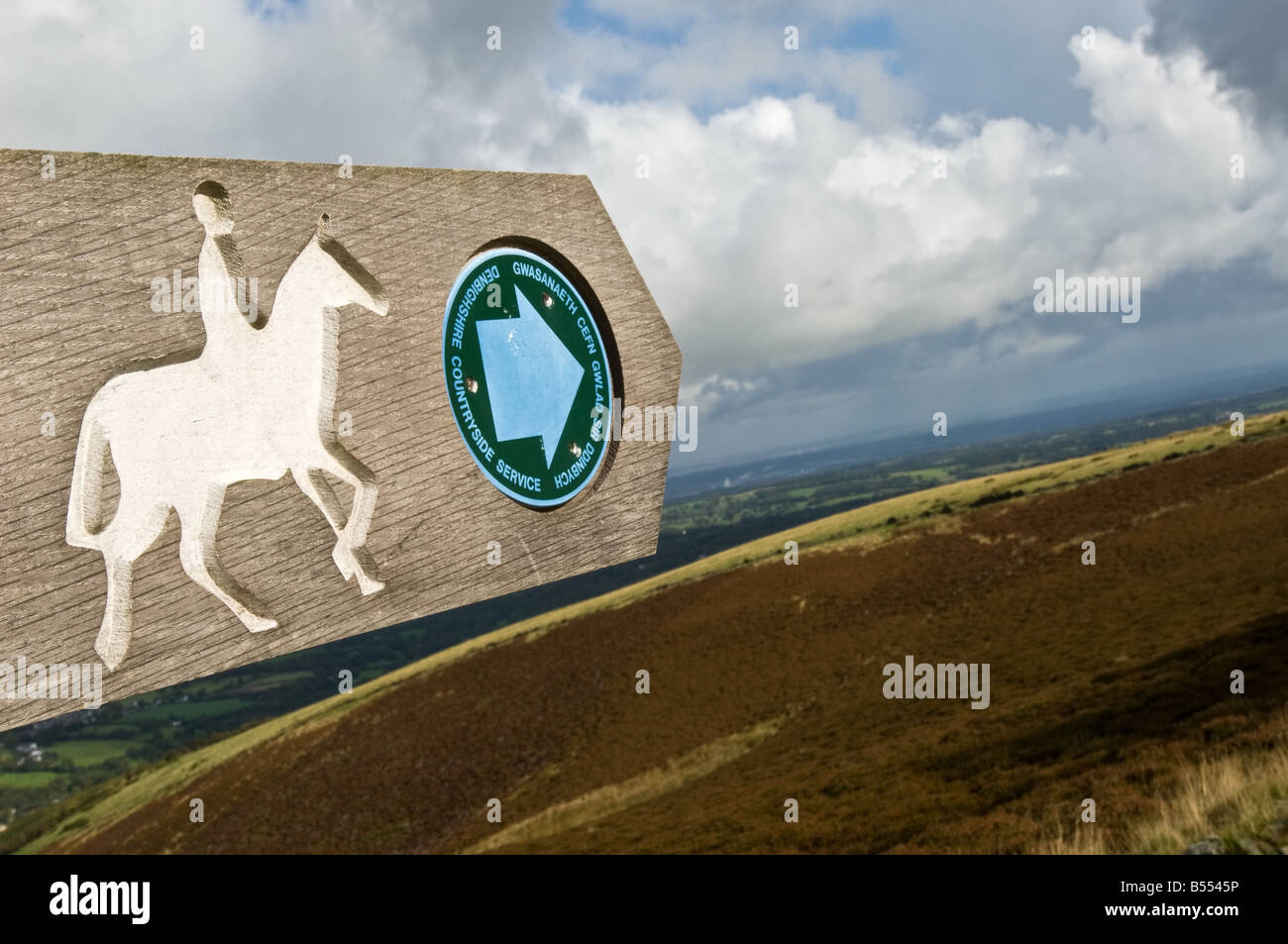 Segno Bridleway Clwydian modo Moel Famau country park Foto Stock