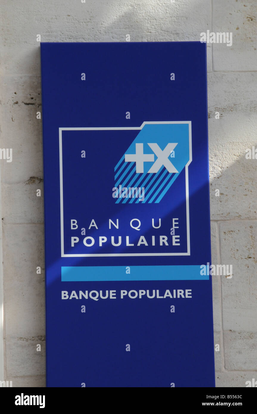 Segno per la Banque Populaire, una delle principali banche francesi. Foto Stock