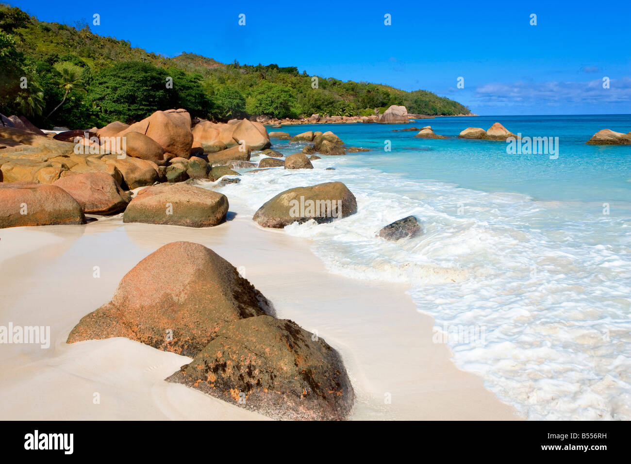 Anse Lazio in Isola di Praslin Seychelles Foto Stock