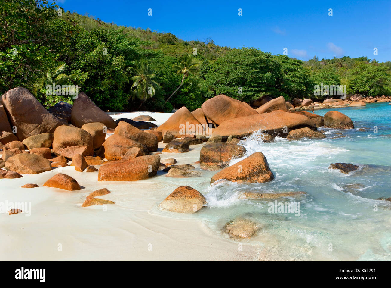 Anse Lazio in Isola di Praslin Seychelles Foto Stock