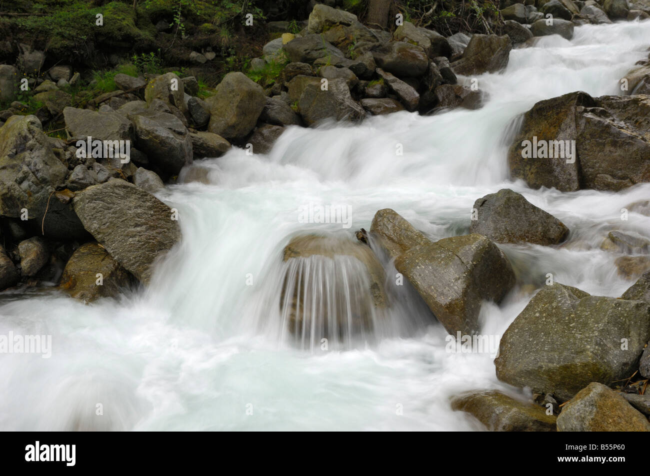 Fiume alpino, Otztal valley, Tirolo, Austria Foto Stock