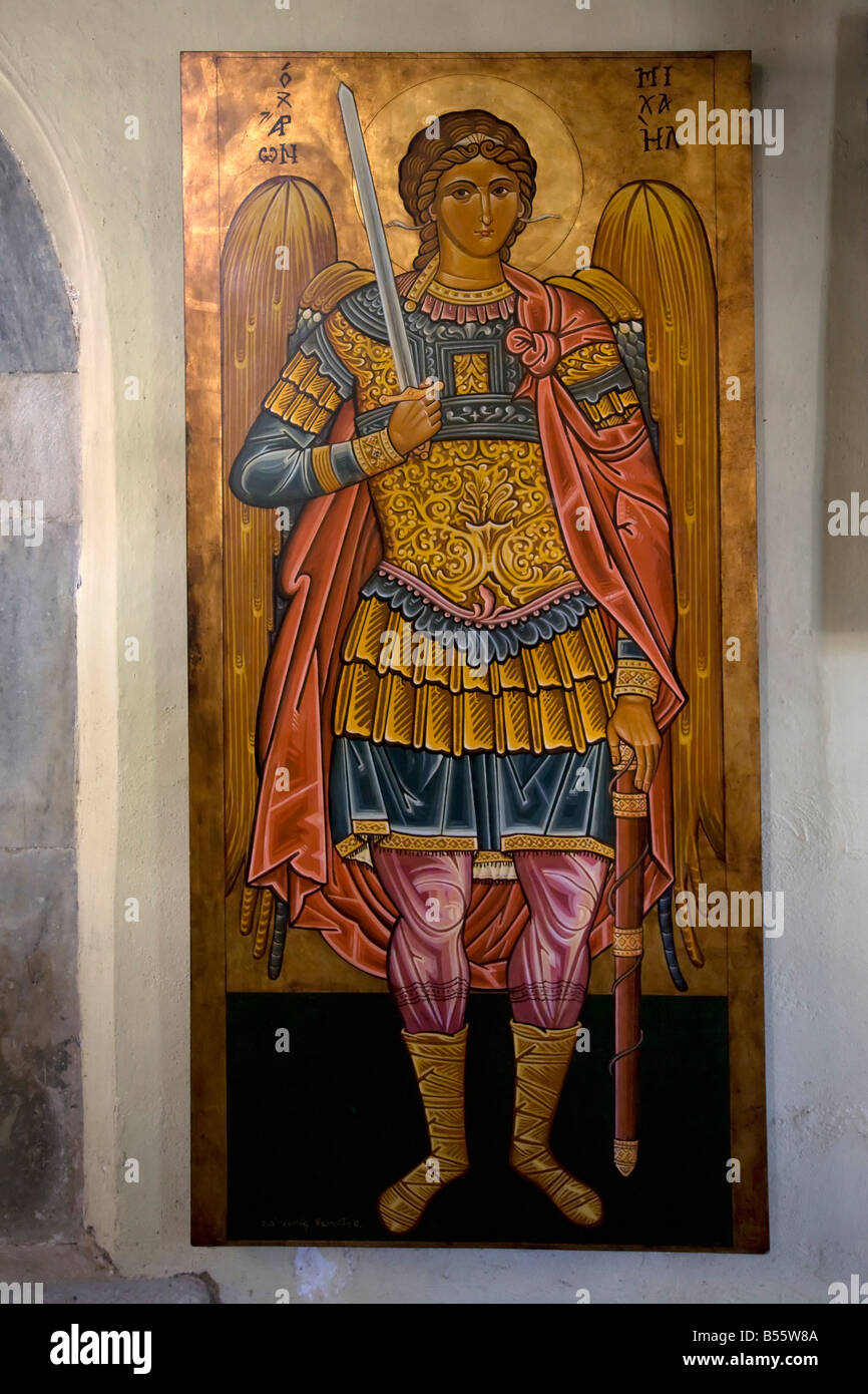 Icona dell'Arcangelo Michele Timiou Stavrou Monastero Grecia SAMOS Foto Stock