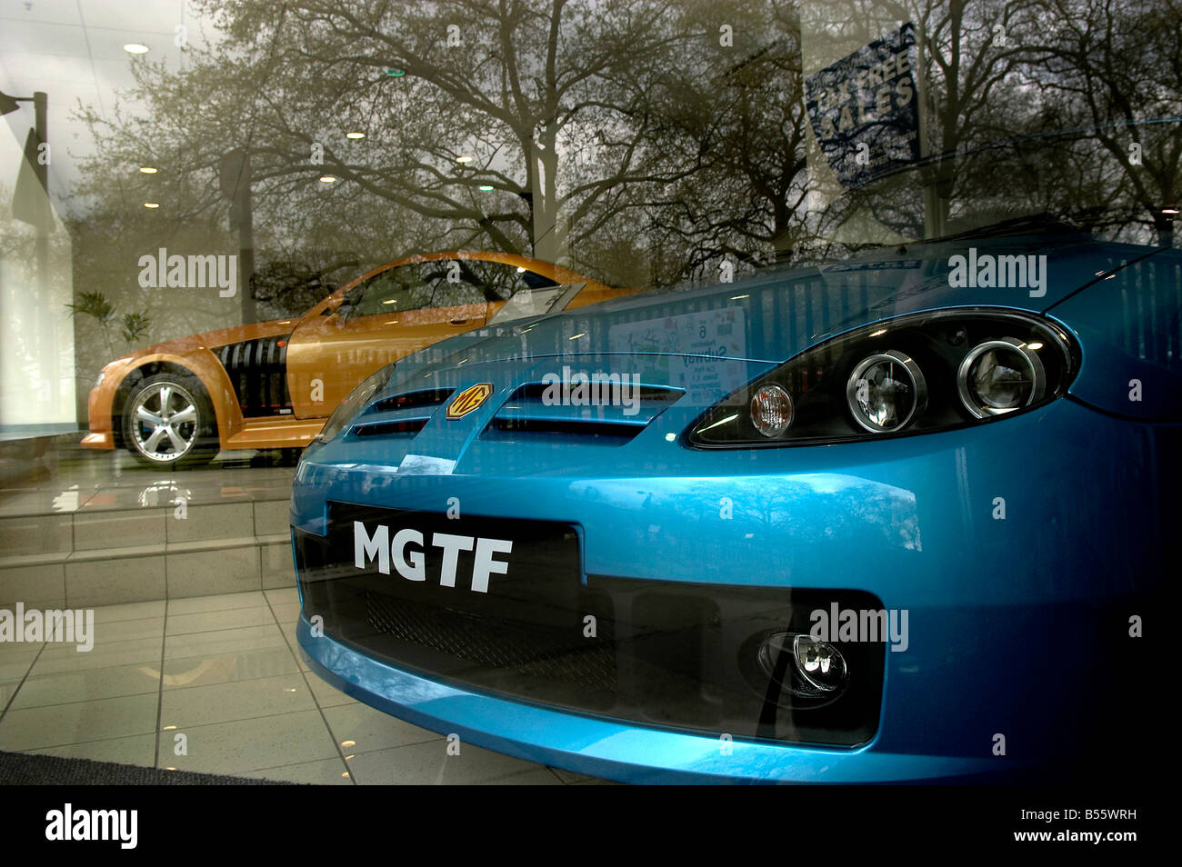 Un MG TF auto presso la MG Rover showroom nel centro di Londra Foto Stock