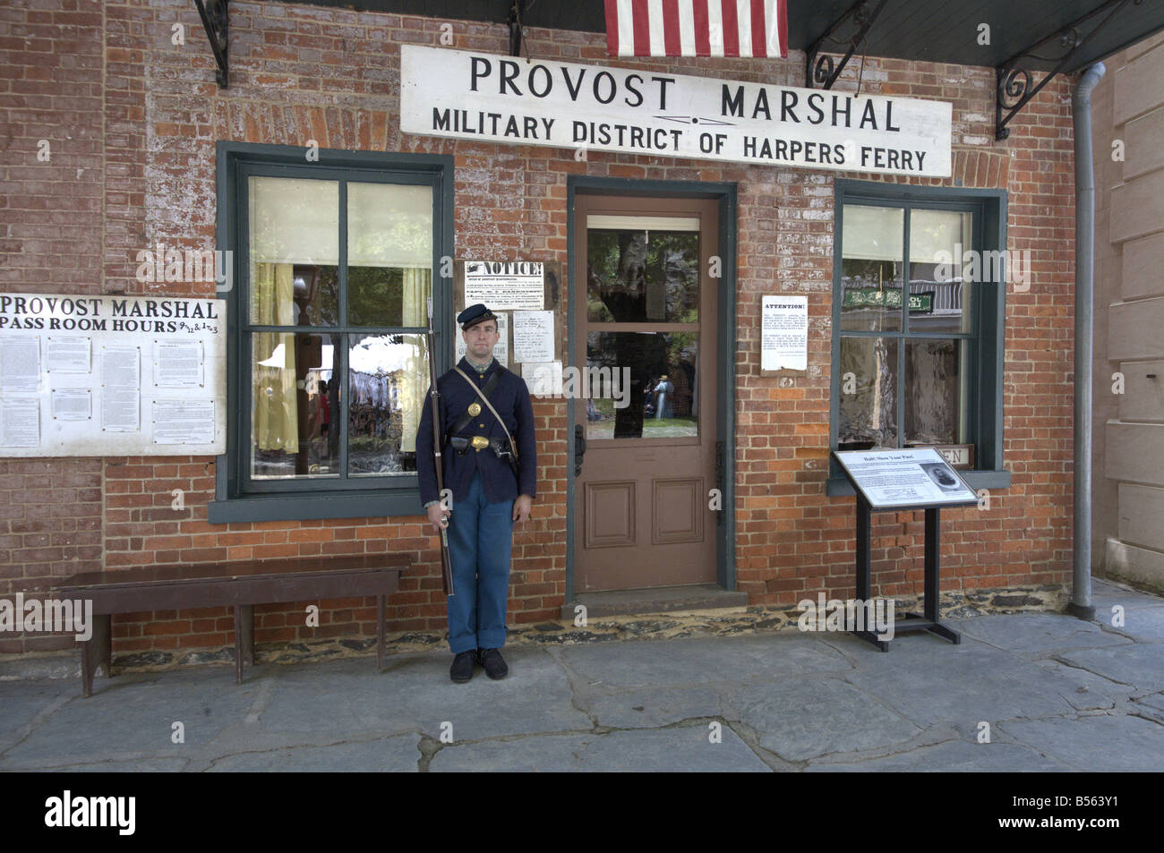 Un attore rievoca la vita di un soldato durante la guerra civile in harpers Ferry WV Foto Stock