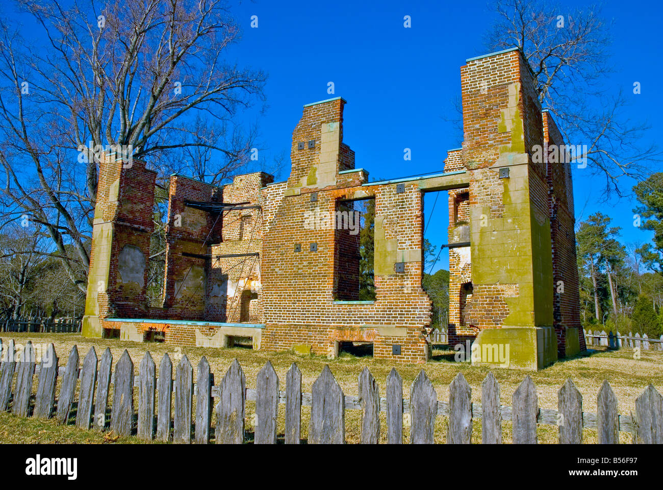 Historic Jamestown Jamestowne sbarco va Ambler Mansion rovine 1750 Foto Stock