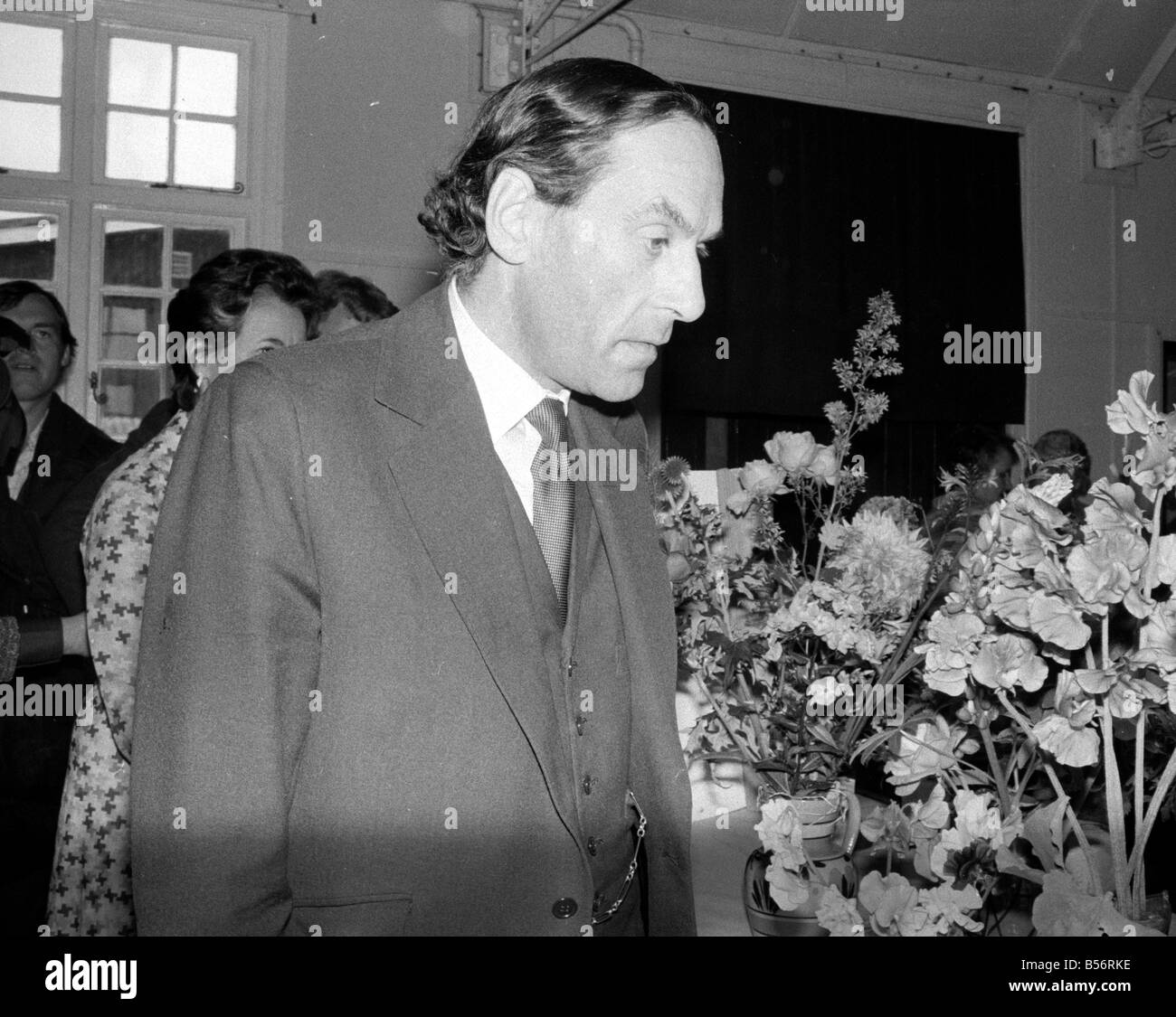 Partito liberale leader Jeremy Thorpe visita una mostra dei fiori&#13;&#10;Agosto 1978&#13;&#10;78-3971-004 Foto Stock