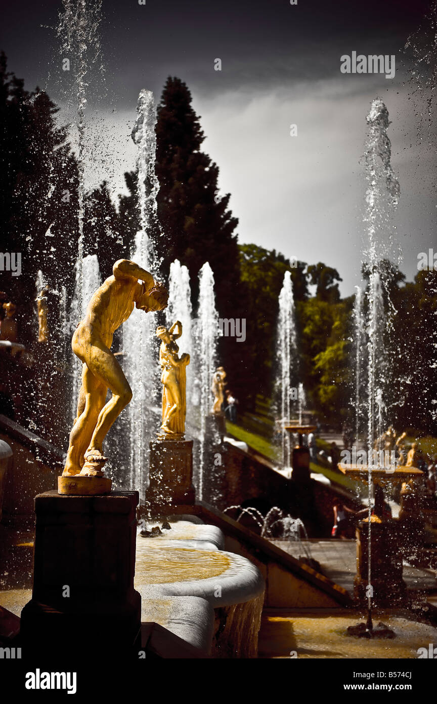 Fauntains a Peterhof Palace Foto Stock