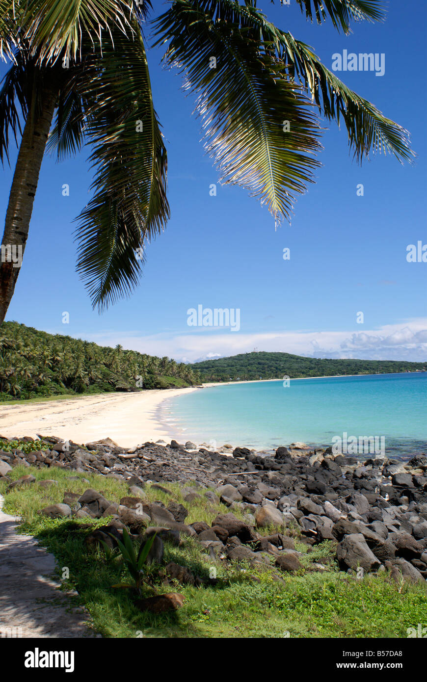 Incontaminate di sabbia bianca della spiaggia caraibica sulla Big Corn Island, Nicaragua america centrale Foto Stock