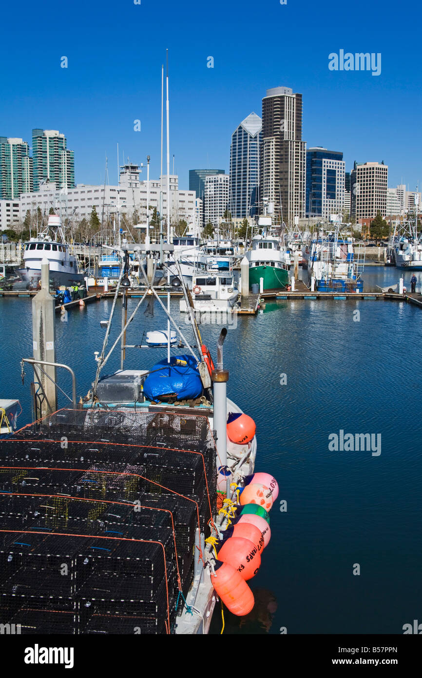 Porto di tonno e lo skyline di San Diego, California, Stati Uniti d'America, America del Nord Foto Stock