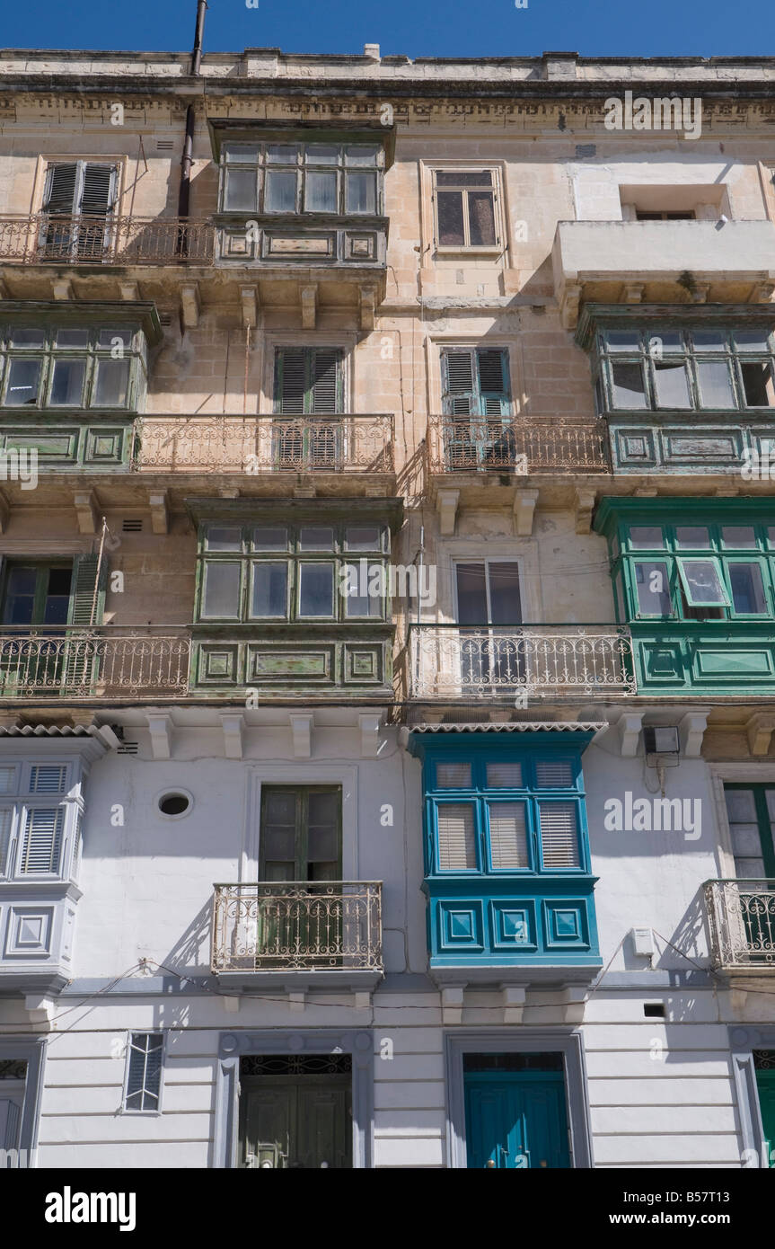 Finestra di tipica architettura, La Valletta, Malta, Europa Foto Stock