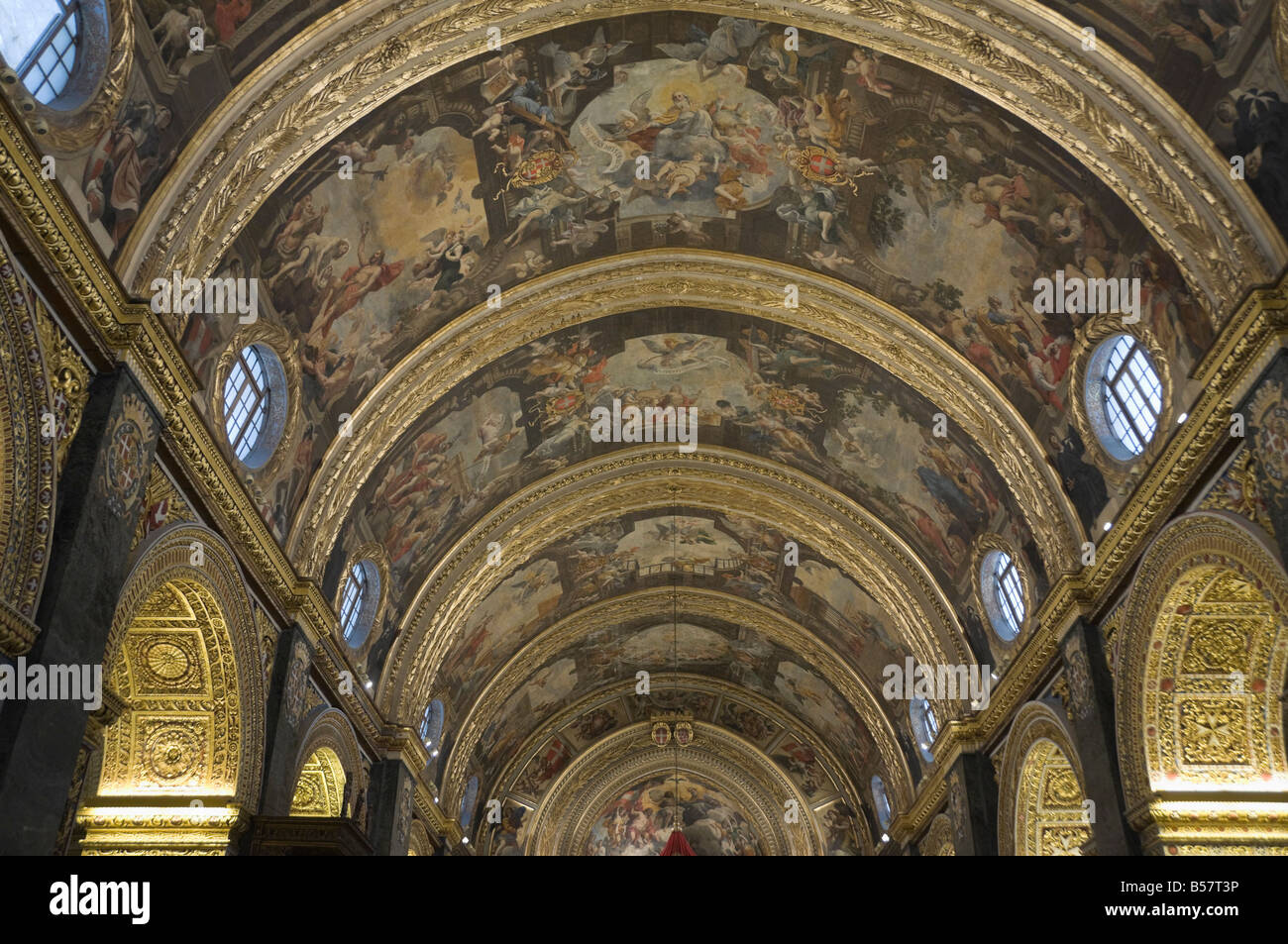 Interno della Basilica di San Giovanni Concattedrale, La Valletta, Malta, Europa Foto Stock