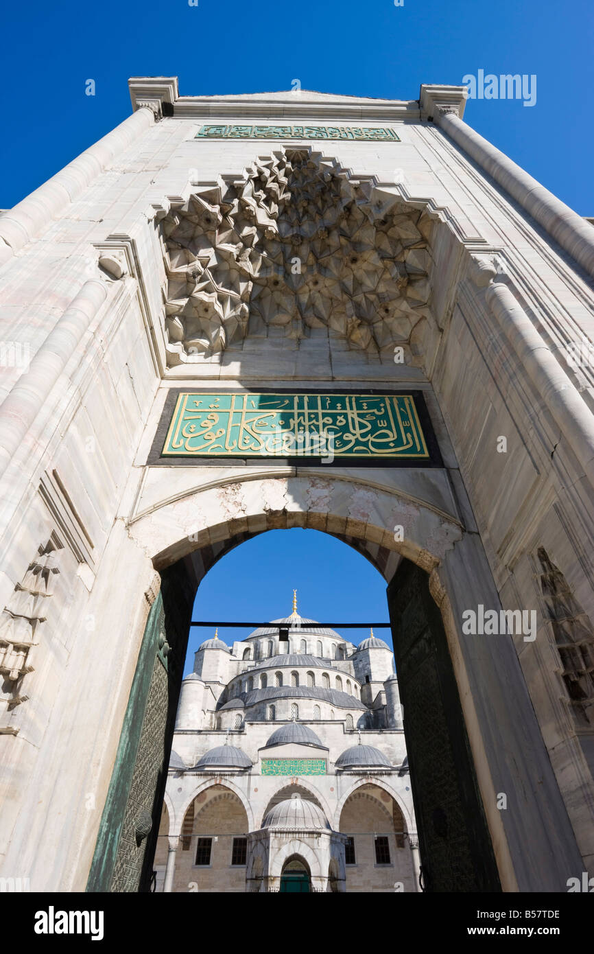 La Moschea Blu (Sultan Ahmet) nella zona di Sultanahmet, Istanbul, Turchia, Europa Foto Stock