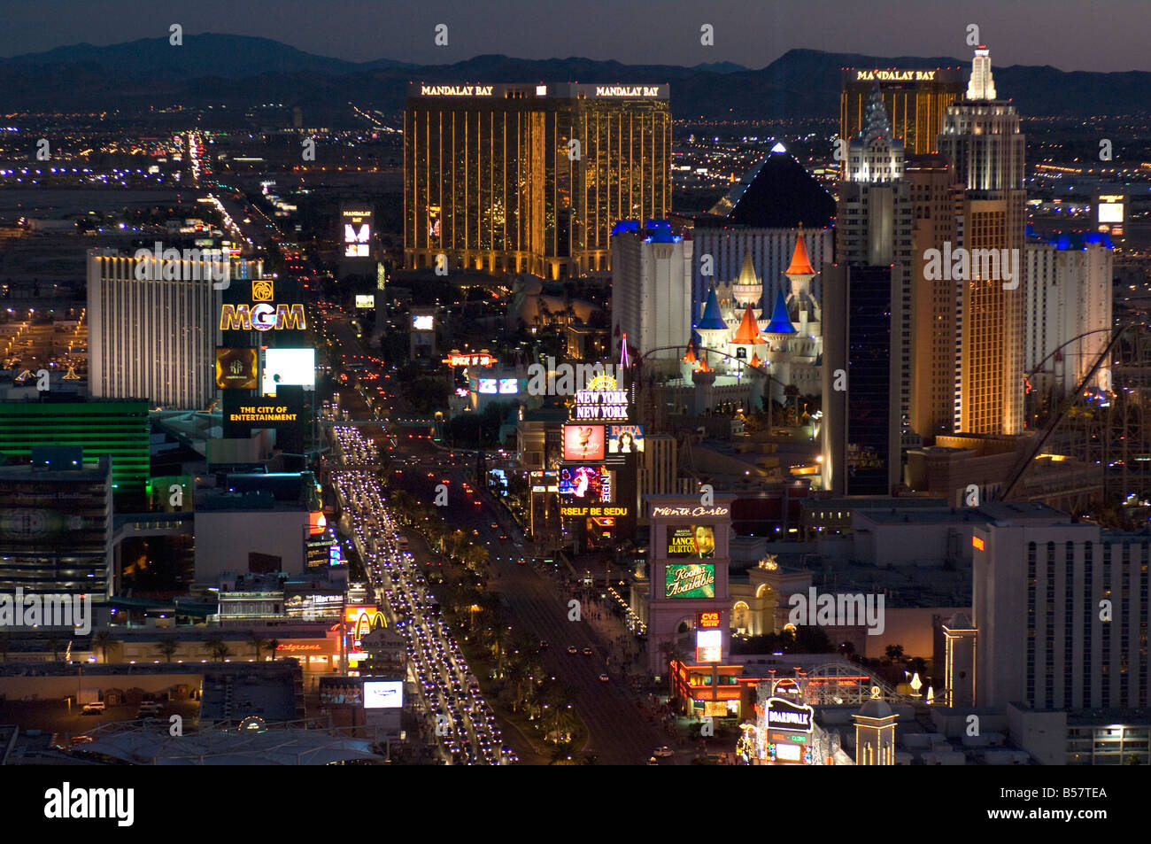 Las Vegas strip di notte, Las Vegas, Nevada, Stati Uniti d'America, America del Nord Foto Stock