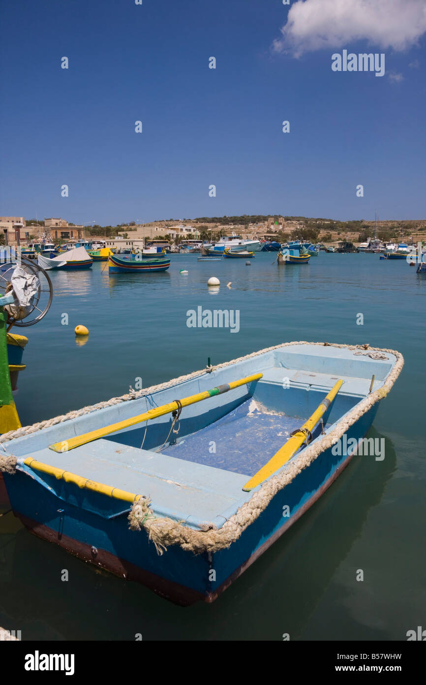 Tradizionali barche colorate, Marsaxlokk, Malta, Mediterraneo, Europa Foto Stock