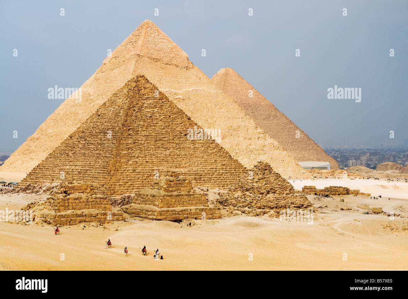 Le Piramidi di Giza, Giza, Sito Patrimonio Mondiale dell'UNESCO, vicino a Il Cairo, Egitto, Africa Settentrionale, Africa Foto Stock