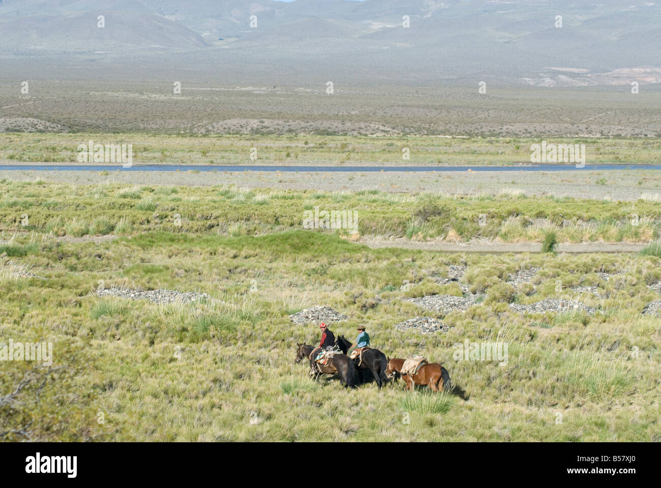 Cowboys argentina nella pampa, nei pressi di Malargue, Argentina, Sud America Foto Stock