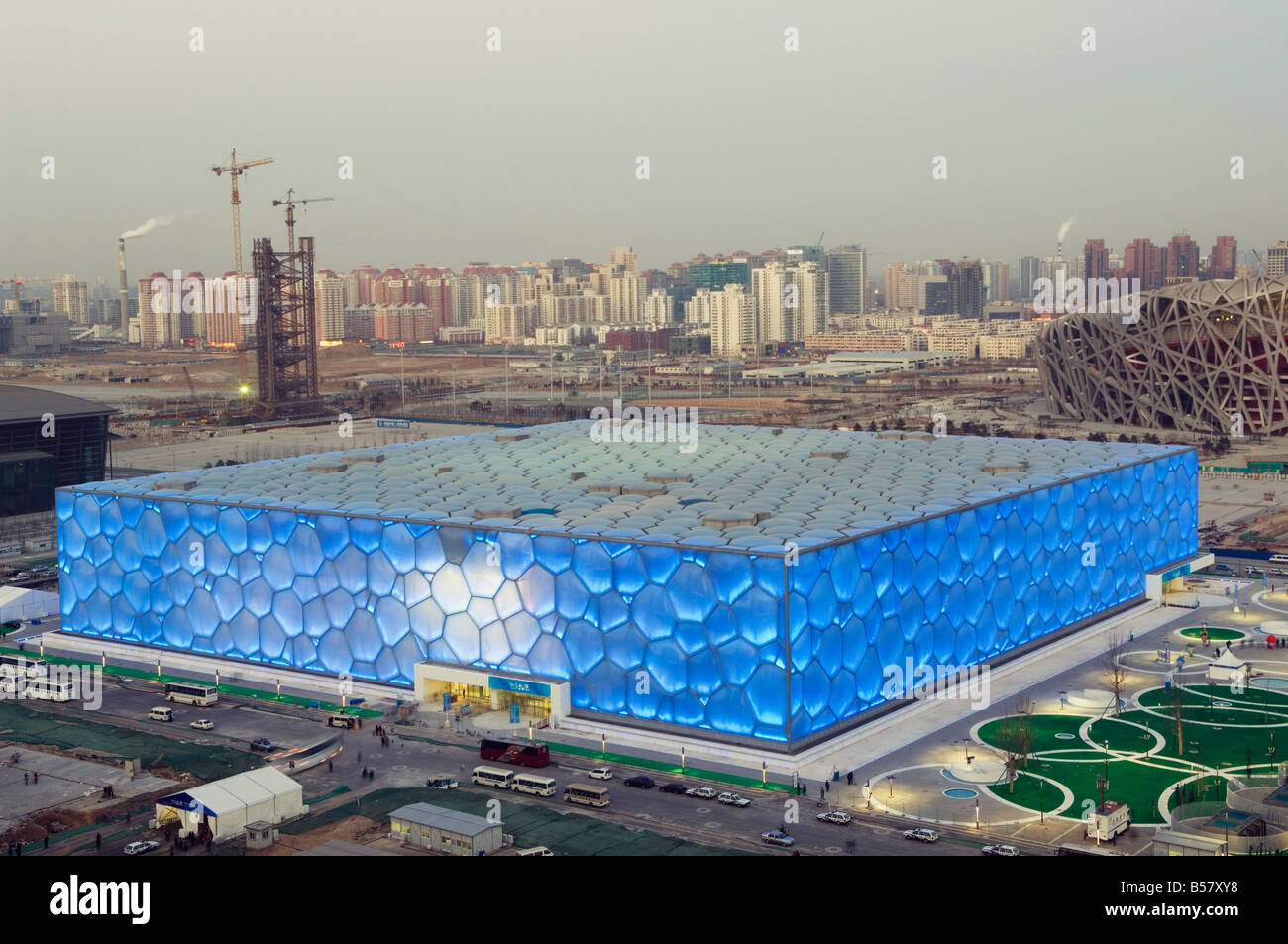 Il Water Cube National Aquatics Centre nuoto Arena e Stadio nazionale presso il Parco Olimpico di Pechino, Cina, Asia Foto Stock