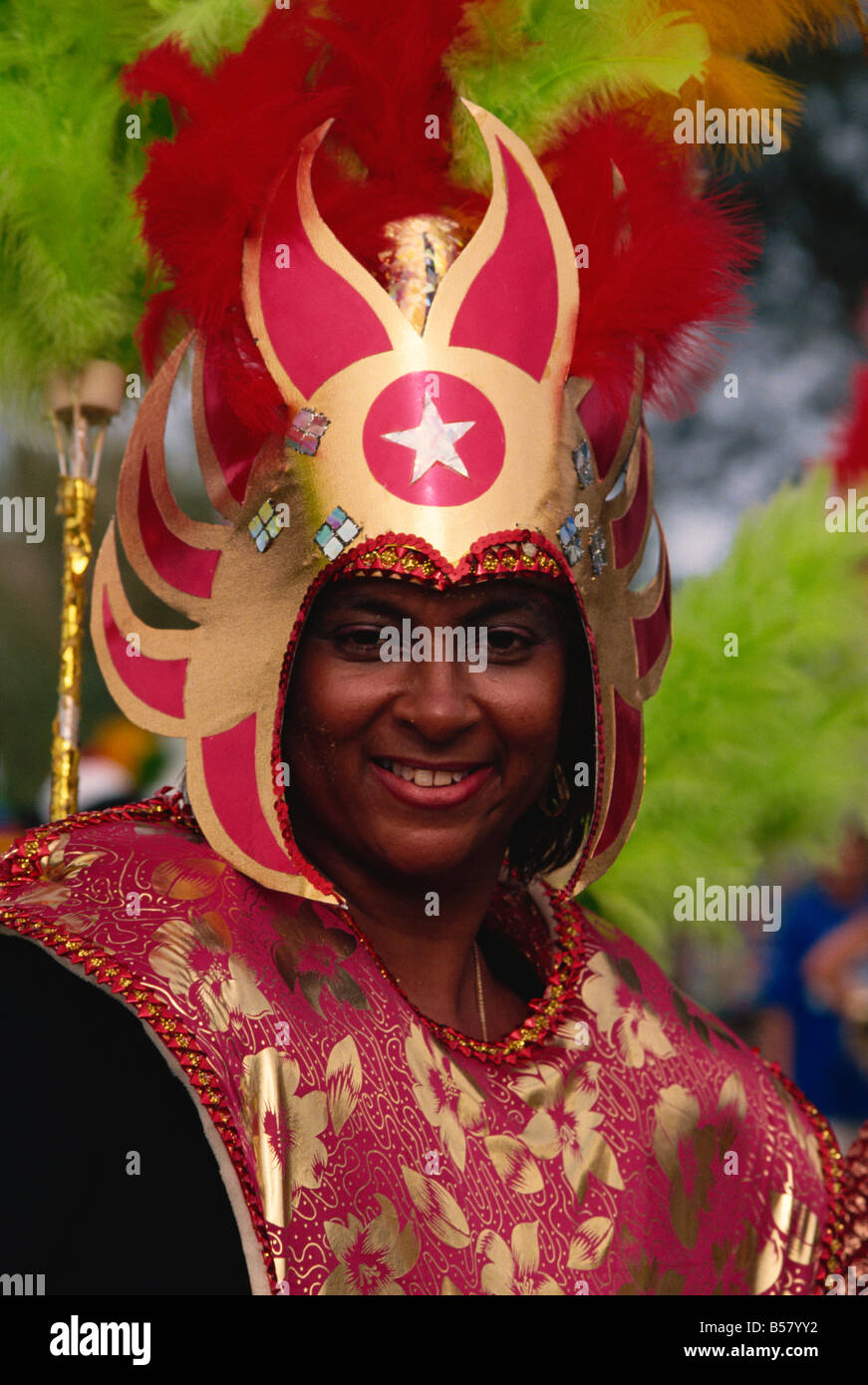 Donna in costume sulla giornata del patrimonio, Bermuda, America Centrale Foto Stock
