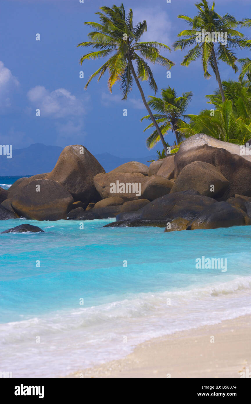 Spiaggia vuota, Seychelles, Oceano indiano, Africa Foto Stock