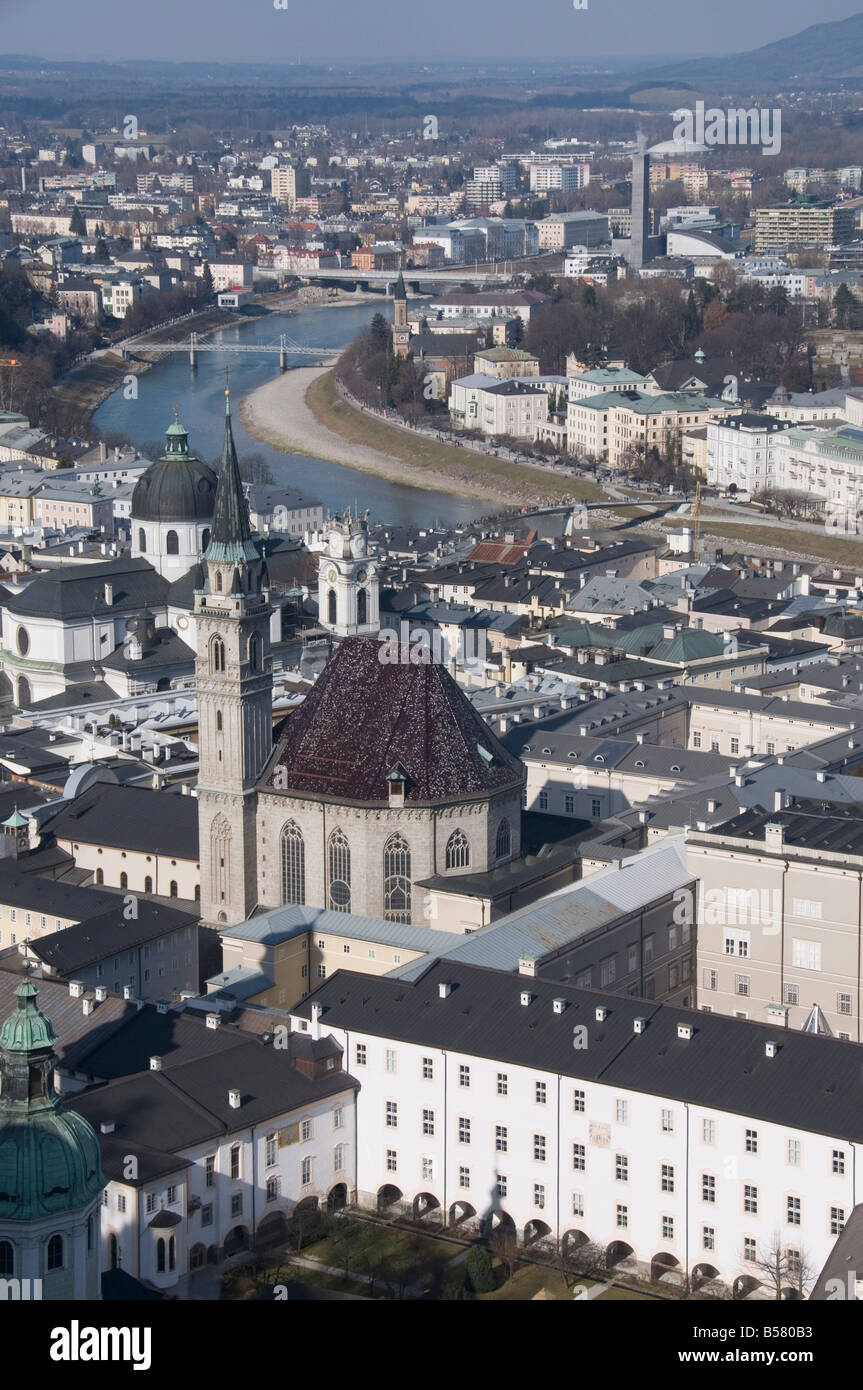 Vista dalla Fortezza Hohensalzburg di Salisburgo, Austria, Europa Foto Stock