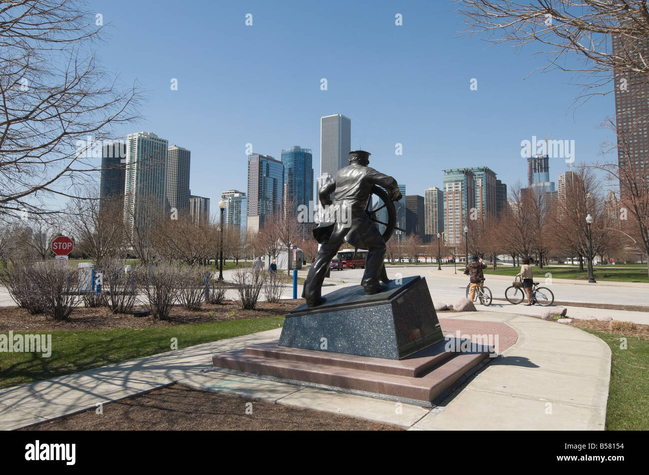 Statue in Gateway parco vicino a Navy Pier, Chicago, Illinois, Stati Uniti d'America, America del Nord Foto Stock