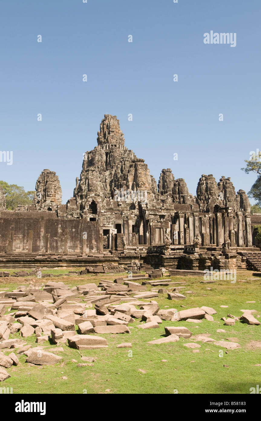 Tempio Bayon, buddista, Angkor Thom, Angkor, Sito Patrimonio Mondiale dell'UNESCO, Siem Reap, Cambogia, Indocina, Asia sud-orientale, Asia Foto Stock