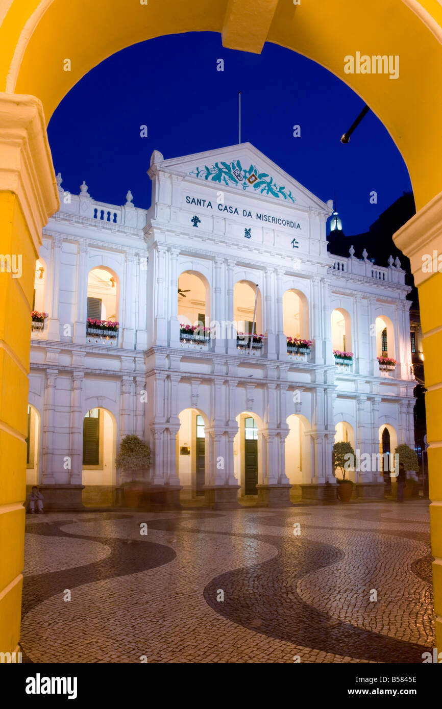 Santa Casa da Misericordia, la Piazza del Senato (Largo de Senado), Macau, Cina e Asia Foto Stock