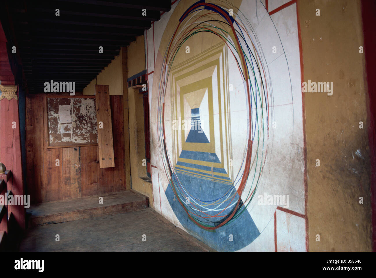 Famoso dipinto che indica la strada per il Nirvana Simtokha Dzong Bhutan Asia Foto Stock