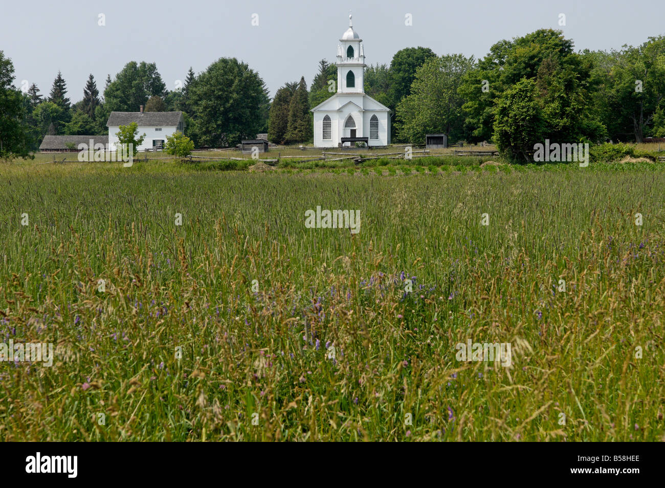 La Chiesa di Cristo, Upper Canada Village, un 1860s, villaggio Heritage Park, Morrisburg, Provincia di Ontario, Canada, America del Nord Foto Stock