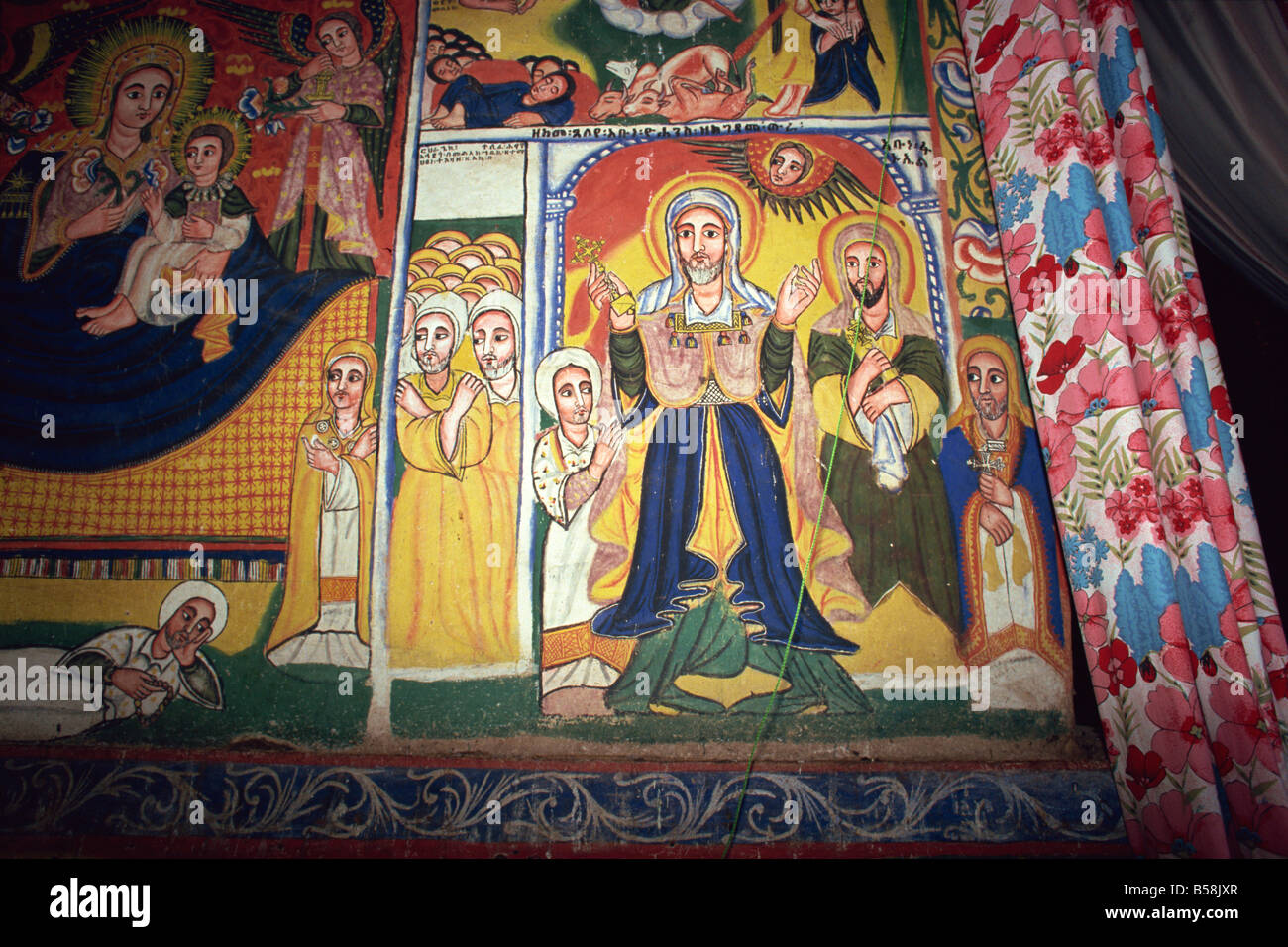 Monastero dipinti, Zeghe, Lago Tana, Etiopia, Africa Foto Stock