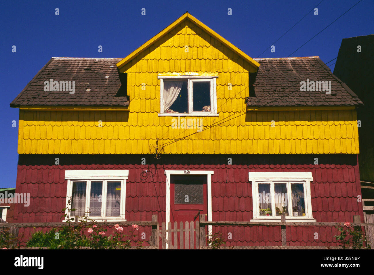 Piastrellate Shingle house Puerto Montt cile america del sud Foto Stock