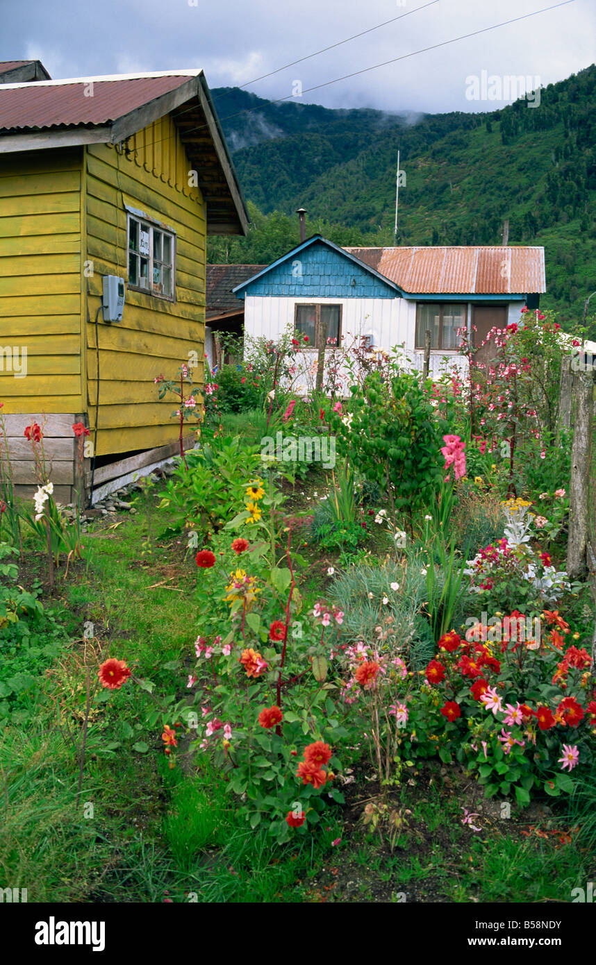 Puyuhuapi villaggio fiordi cileni cile america del sud Foto Stock