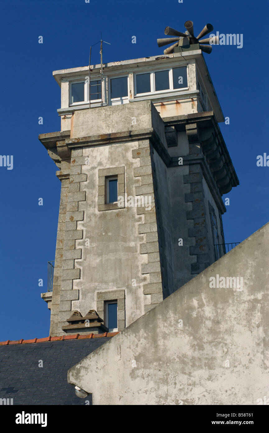 Torre Semaphore Molene Isola Finistere Bretagna Francia Europa Foto Stock