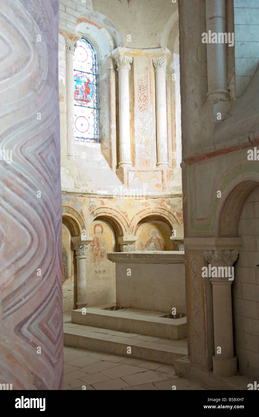 Abbazia di Saint-Savin sur Gartempe, conosciuta come la Cappella Sistina romanica, Vienne, Poitou-Charentes, Francia Foto Stock