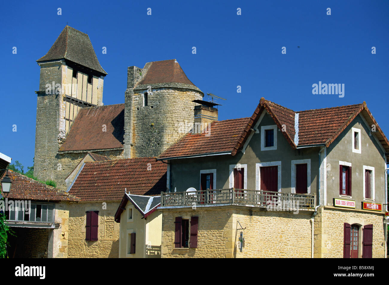 Villaggio della regione Périgord vicino a Villefranche e Lot et Garonne, Aquitania, in Francia, in Europa Foto Stock