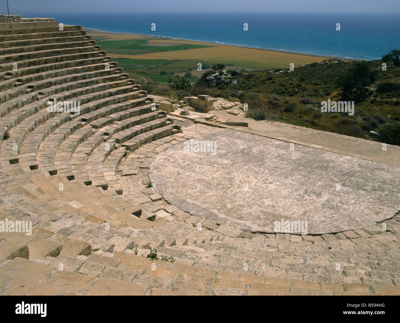 Il teatro, curio (Kourion) (Kurion), c.100 AD, Cipro, Europa Foto Stock