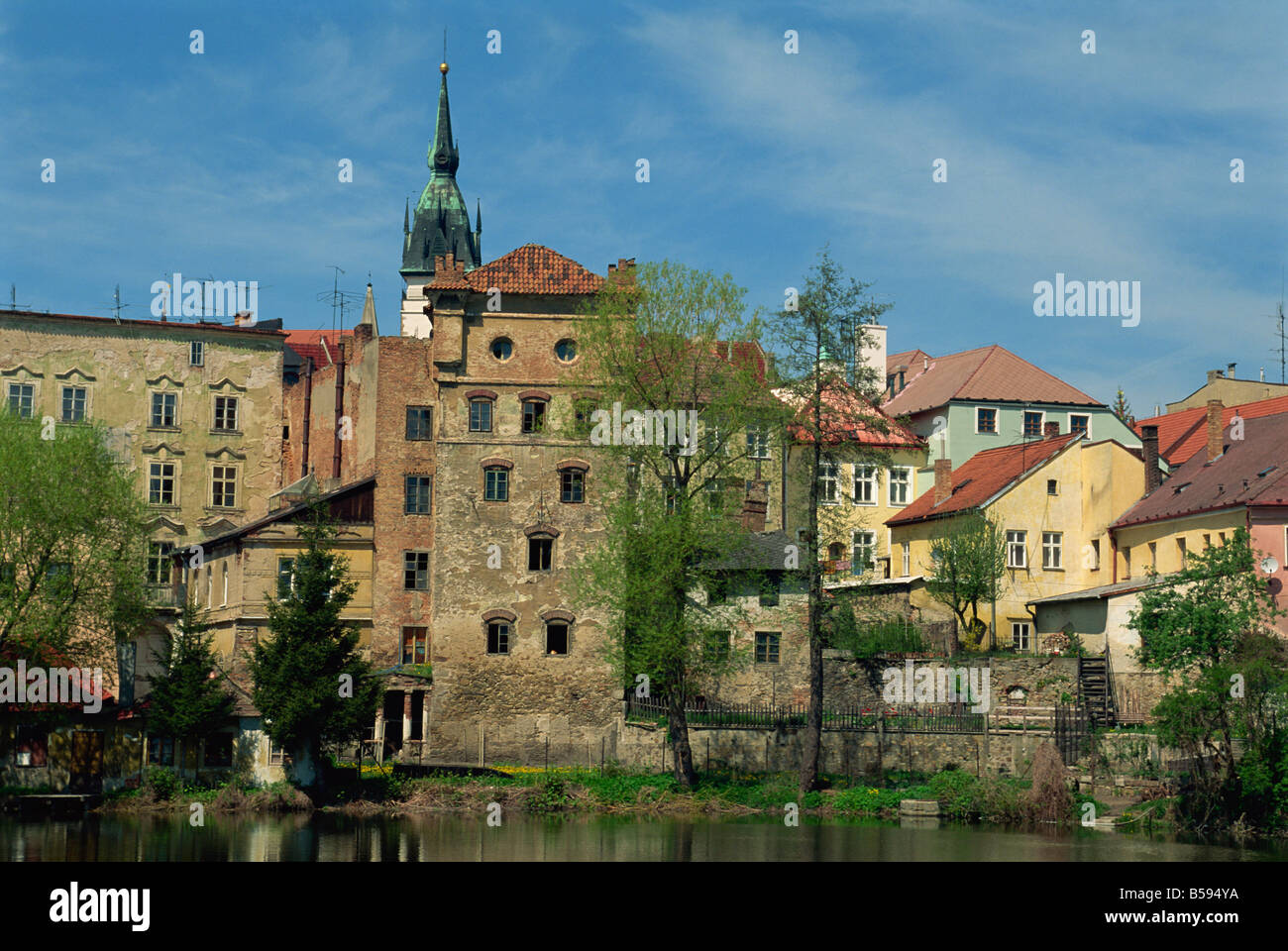 Città vecchia vista, Jindrichuv Hradec, Boemia del Sud, Repubblica Ceca, Europa Foto Stock