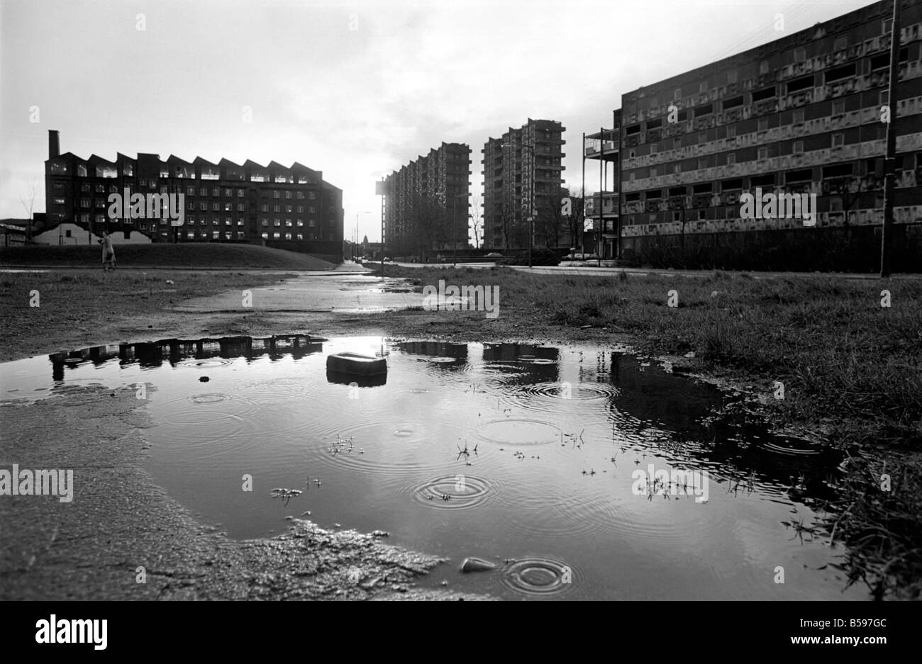 Glasgow: architettura. Scene generale dal Gorbals erano pochi dei vecchi edifici tenement rimangono. Per il rinnovamento urbano della zona Foto Stock