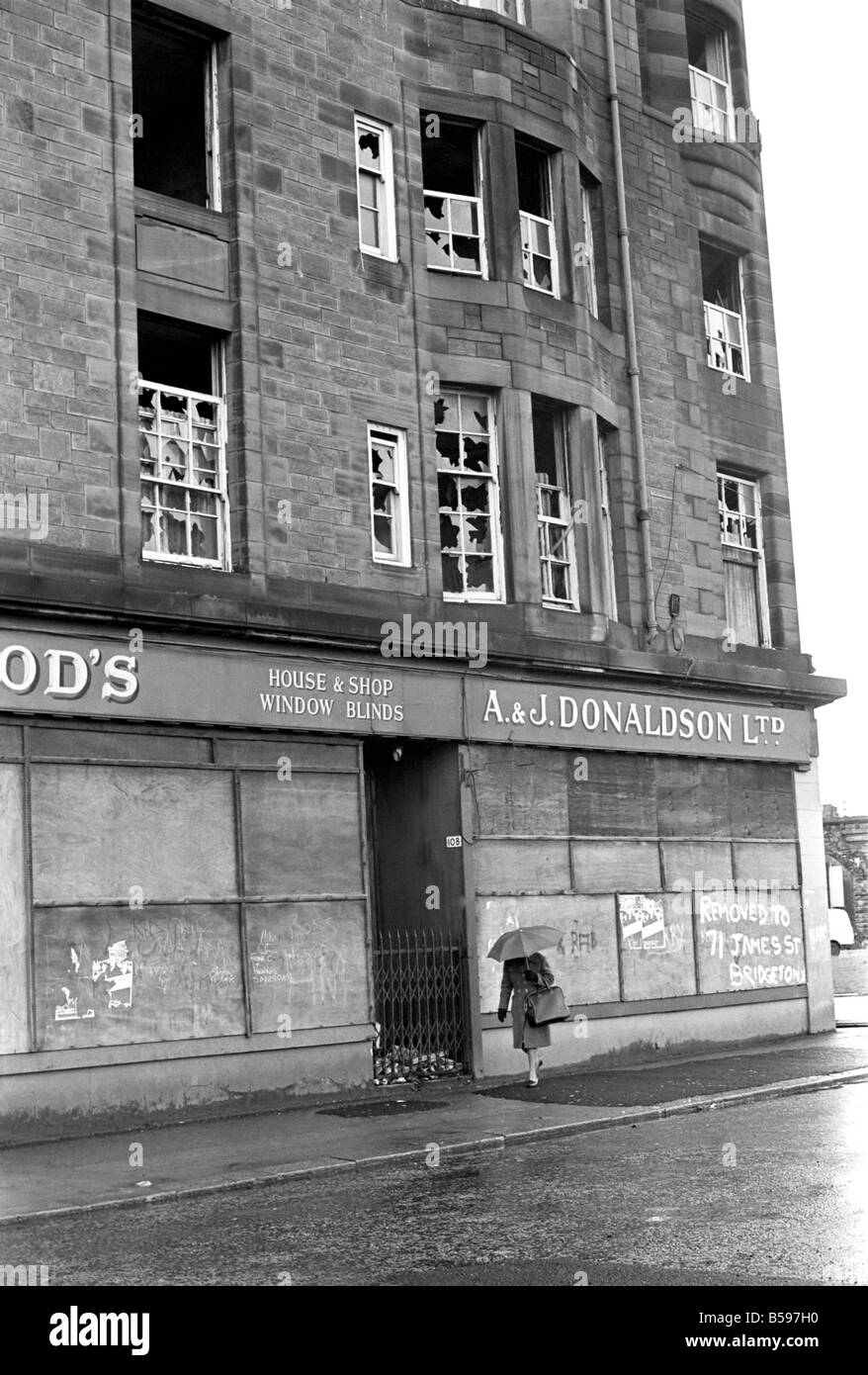 Glasgow: architettura. Scene generale dal Gorbals erano pochi dei vecchi edifici tenement rimangono. Per il rinnovamento urbano della zona Foto Stock