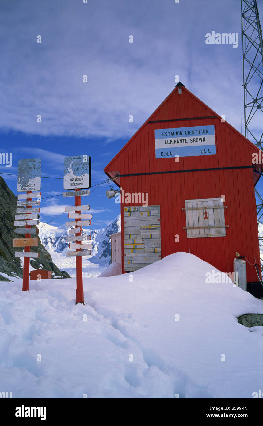 Almirante Brown stazione estiva argentino solo base Penisola Antartica Antartide Regioni polari Foto Stock