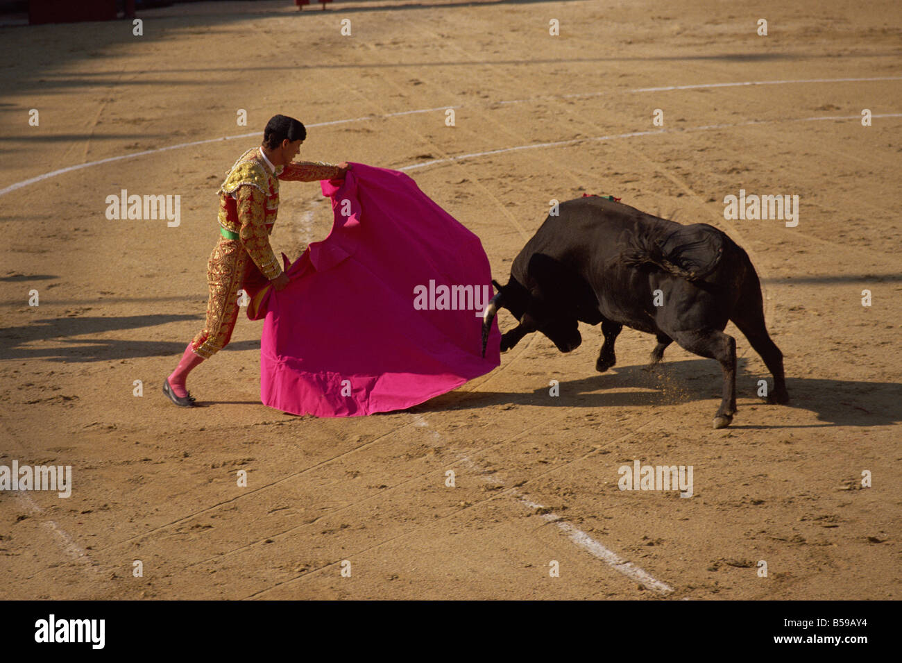 Matador e toro durante una corrida in Arles Provence Francia L TAYLOR Foto Stock
