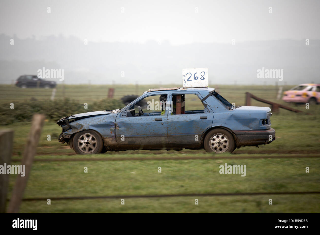 Stoxx stock o banger car racing vicino Shalcombe Isle of Wight England Regno Unito Foto Stock