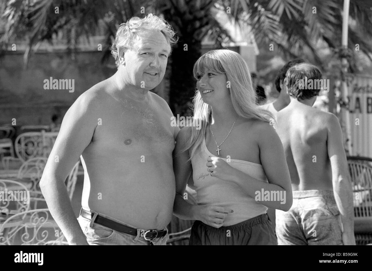 Freddie Laker sulla sua barca a motore di Maiorca. 81-03733-007 Foto Stock