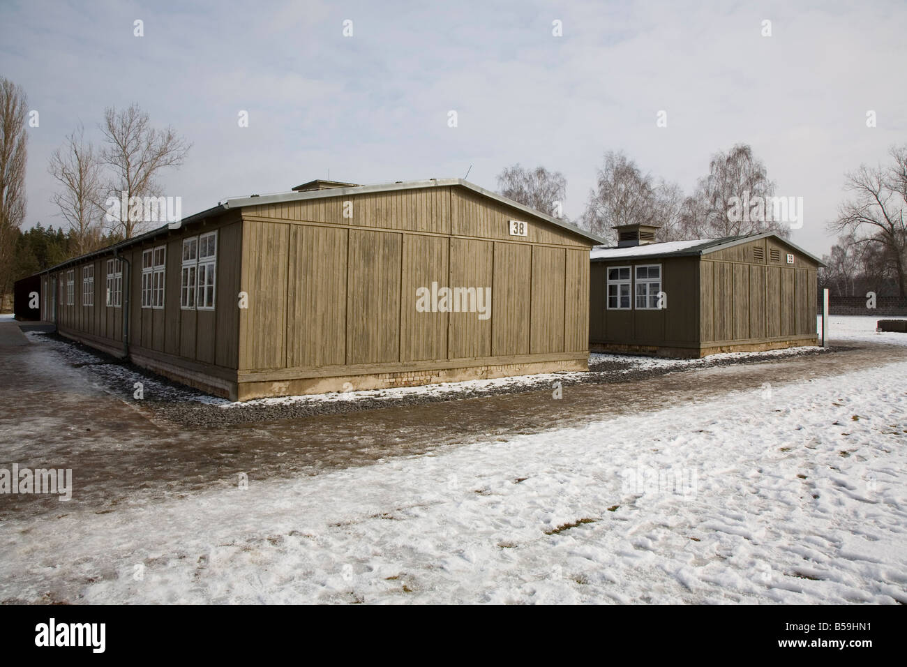 I detenuti" capanna, Gedenkstatte Sachsenhausen (campo di concentramento memorial), Berlino Est, Germania, Europa Foto Stock